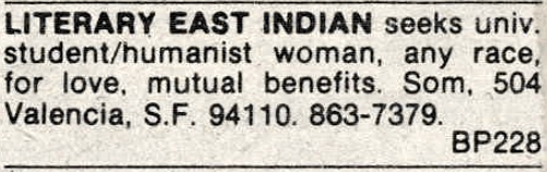 6 lustful Indian American personals from the 1960s
